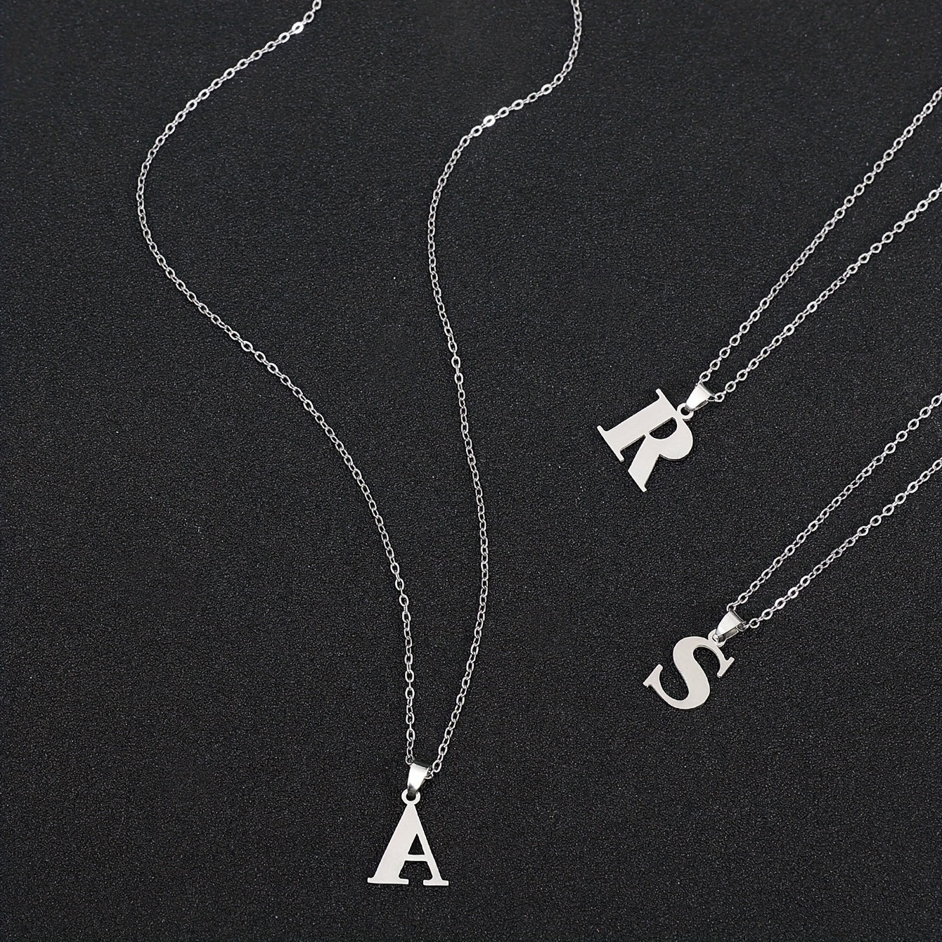Stainless Steel Initial Alphabet Pendant Necklace Jewelry Alphabet Tag