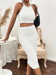 Ribbed Two piece Set Crop Top & Mini Skirts Outfits Women's Clothing