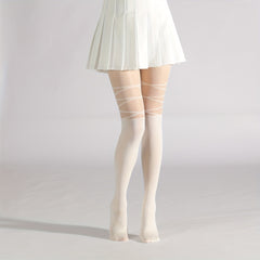 Criss Cross Pattern Pantyhose High Waist Slim Footed Stockings