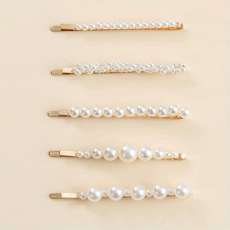 5pcs Faux Pearl Hairpin Hair Clip for Women Girls Wedding