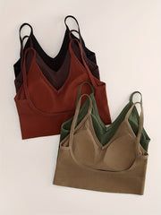 5pcs Ribbed Sports Bras Running Workout Bra Women's Lingerie