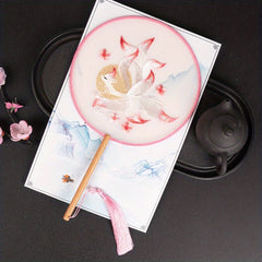 Embroidery Round Fan Retro Handheld Fan Chinese Style Prints Fan