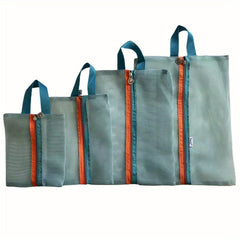 4PCS Travel Storage Bag Mesh Zipper Cosmetic Clothes Organizer