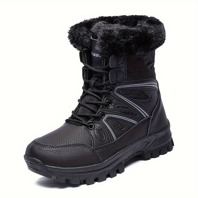 Faux Fur Lined Thermal Thick Sole Winter Boots Weather Resistance Snow Boots