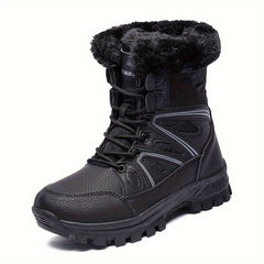 Faux Fur Lined Thermal Thick Sole Winter Boots Weather Resistance Snow Boots