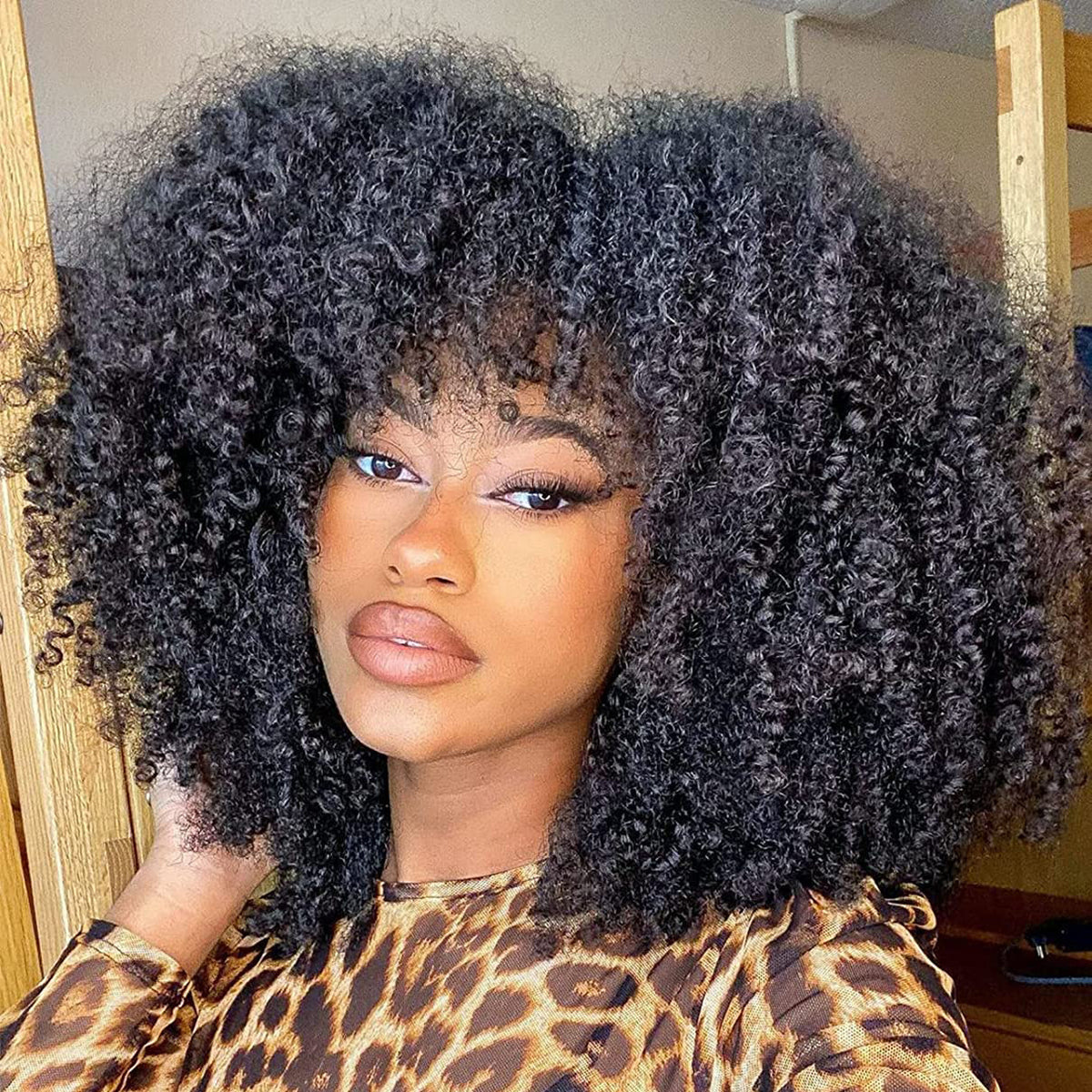 35 56 Cm Kinky Curly Wigs For Women Afro Bomb Curly Wigs With Bangs