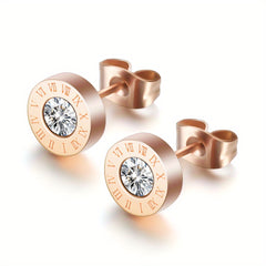Stylish Round Zircon Earrings for Men