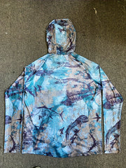 Men's Tie Dye Long Sleeve Hoodie With Mask Sun Protection Fishing Shirt