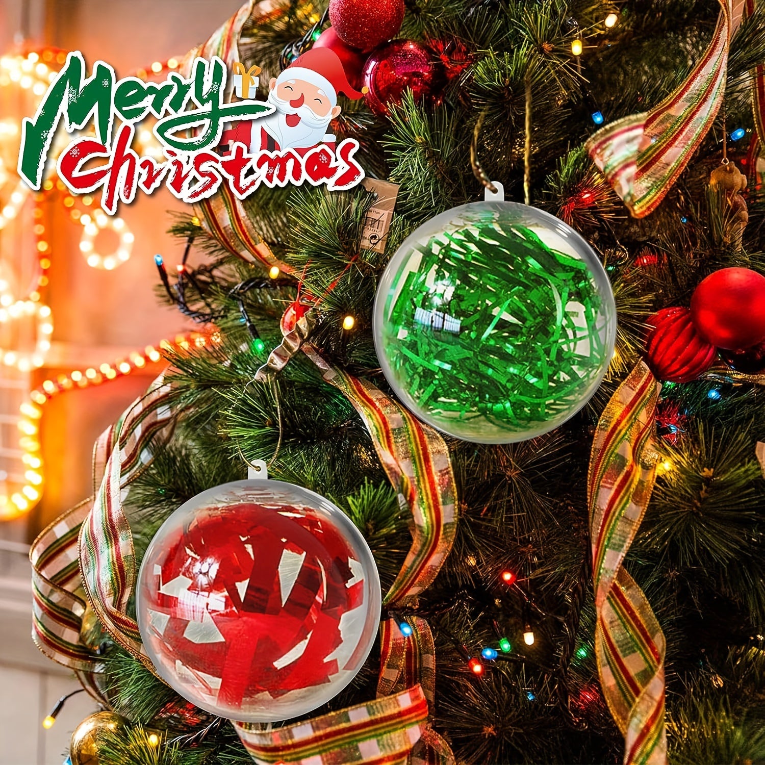 10 Clear Plastic Fillable Christmas Ornaments DIY Crafts Balls Kit