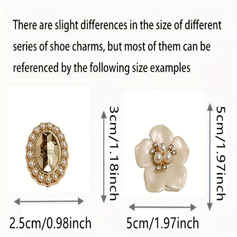 Stylish Shoe Accessories Clover Flower Rhinestone Pearl Chain Party Set