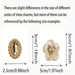Stylish Shoe Accessories Clover Flower Rhinestone Pearl Chain Party Set