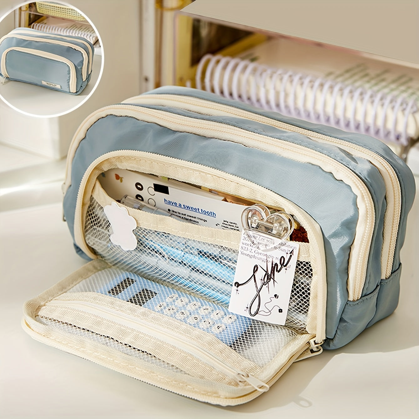 Large Capacity Pencil Case for Students and Makeup Storage