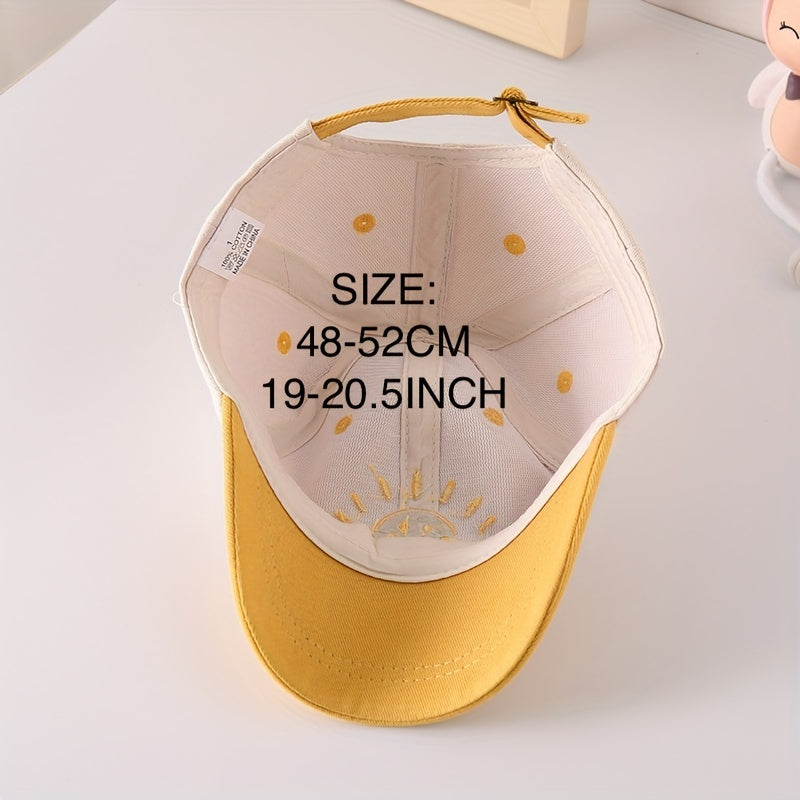 Kids Sunshade Breathable Baseball Cap with Sun Embroidery