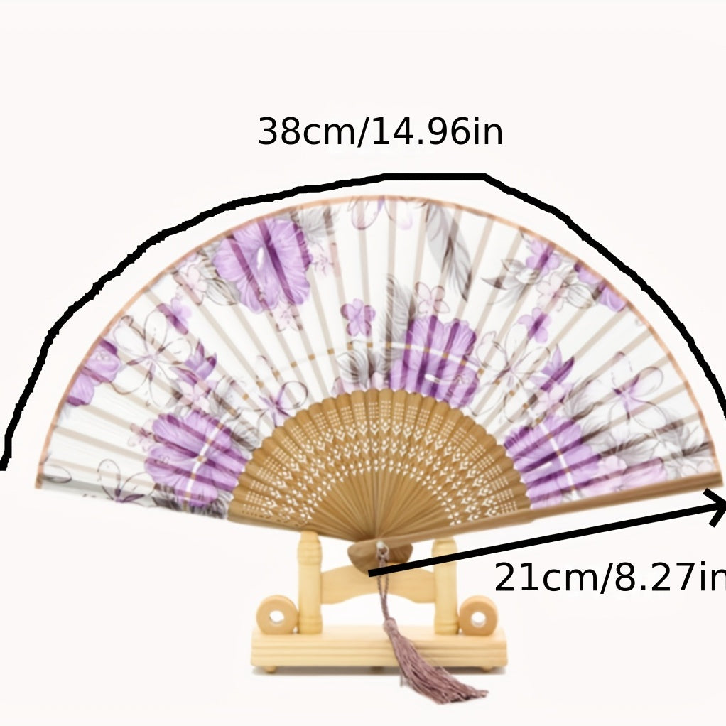 Chinese Style Folding Fan Ancient Landscape Point Craft Bamboo Fan