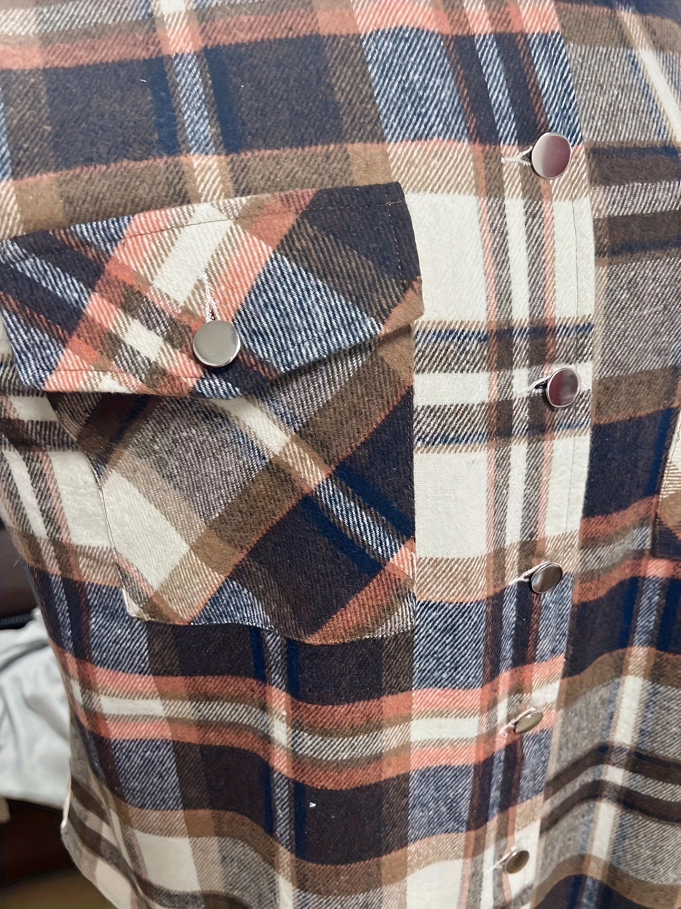  Plaid Print Button Up Shacket