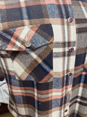  Plaid Print Button Up Shacket