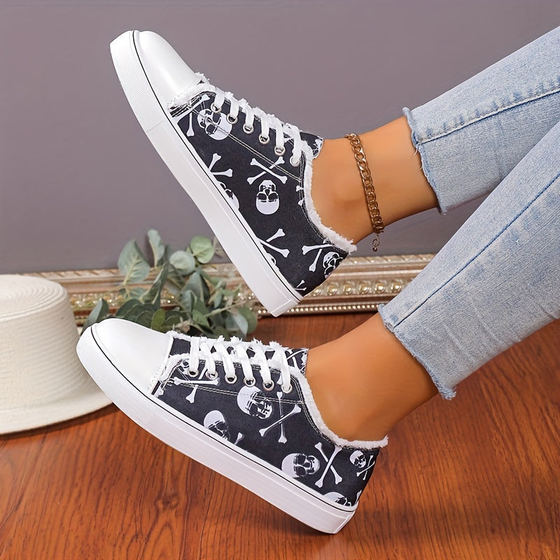 Women's Skull Print Canvas Shoes Outdoor Halloween Shoes
