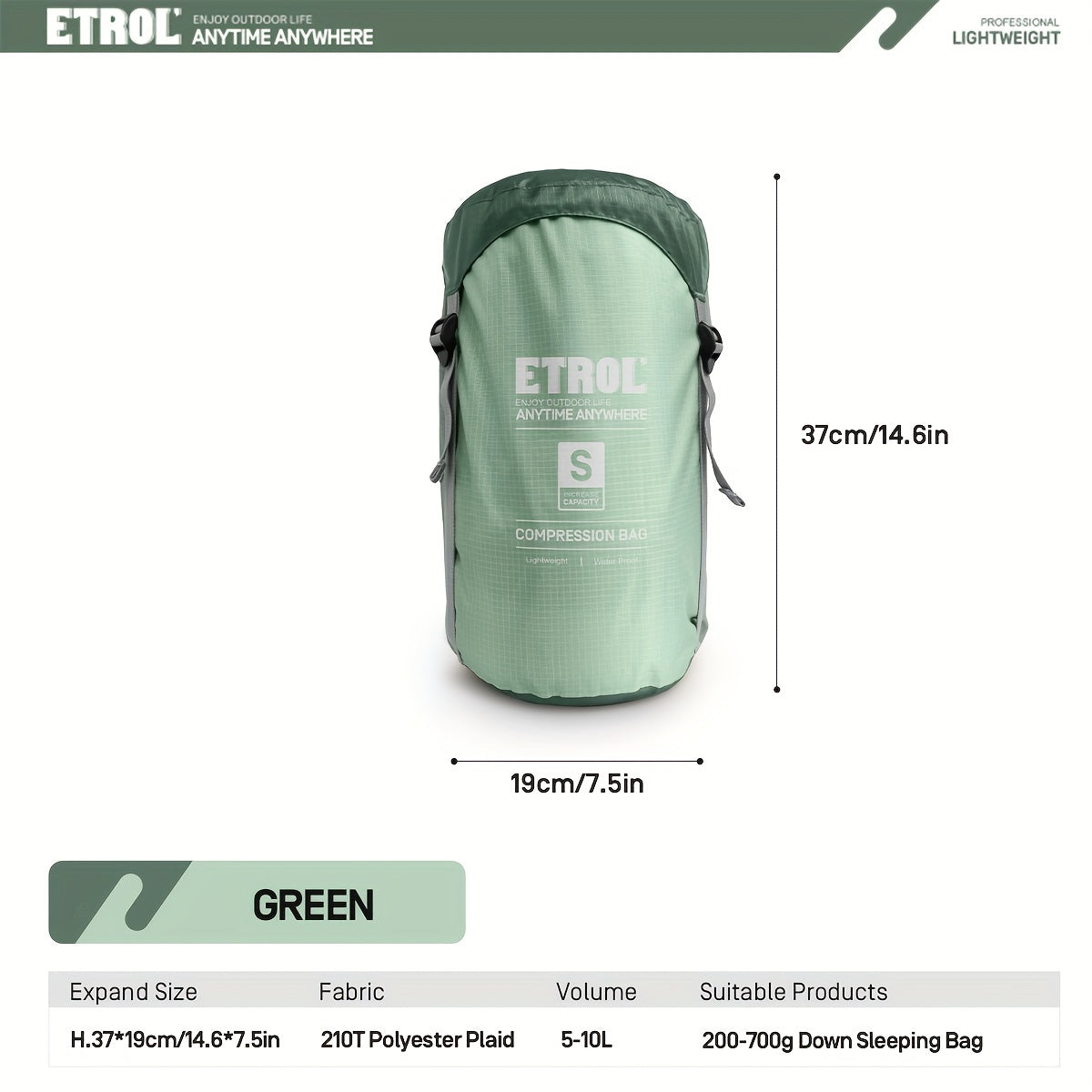 ETROL Camping Sleeping Bag Storage Bag Waterproof Compression Bag