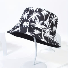 Coconut Tree Reversible Bucket Hat Fisherman Cap Sunscreen