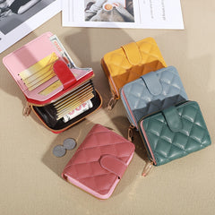 Argyle Quilted Coin Purse Foldable Clutch Bag Card Slots Short Wallet