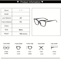 Clear Lens Eyeglasses Vintage Cat Eye Glasses Metal Hinge Eyewear