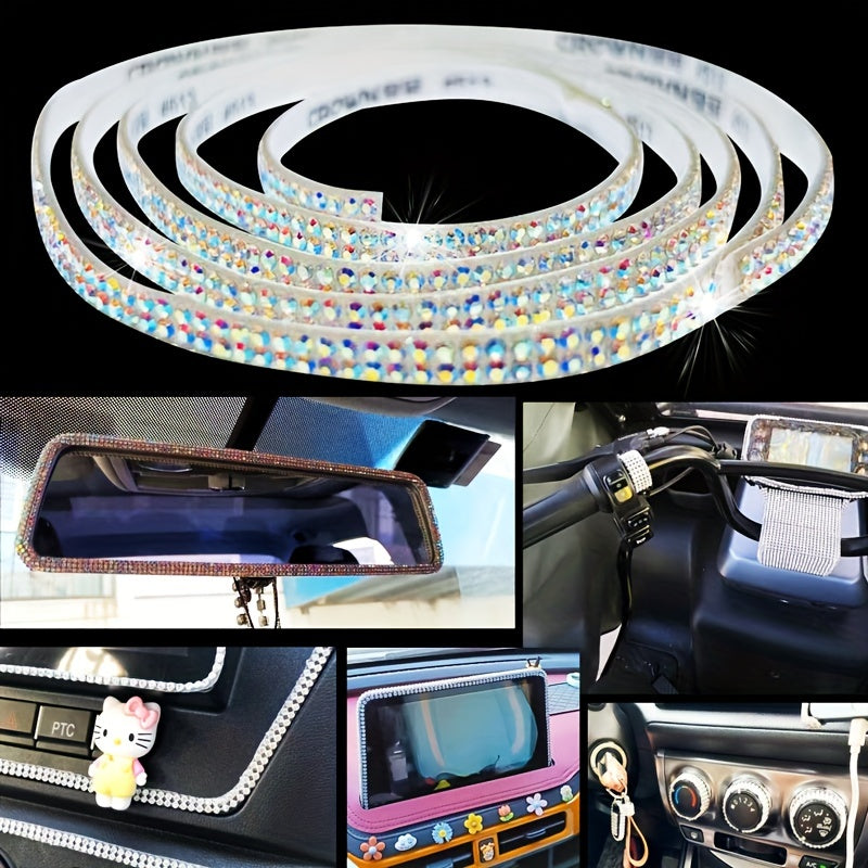 Car Set Bling Rhinestone Sticker DIY Car Decoration Self-adhesive Strip