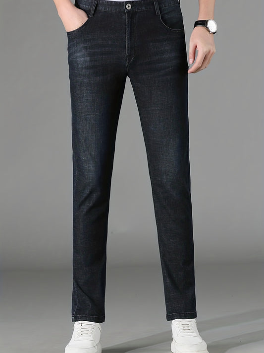 Men's Classic Straight Denim Jeans with Pockets