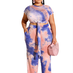  Tie Dye Crop Top & Sweatpants Set Co ords