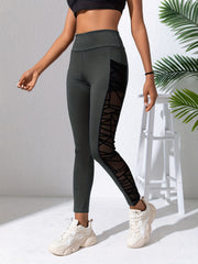 Mesh Stitching Sports Leggings High Waist Yoga Fitness Pants