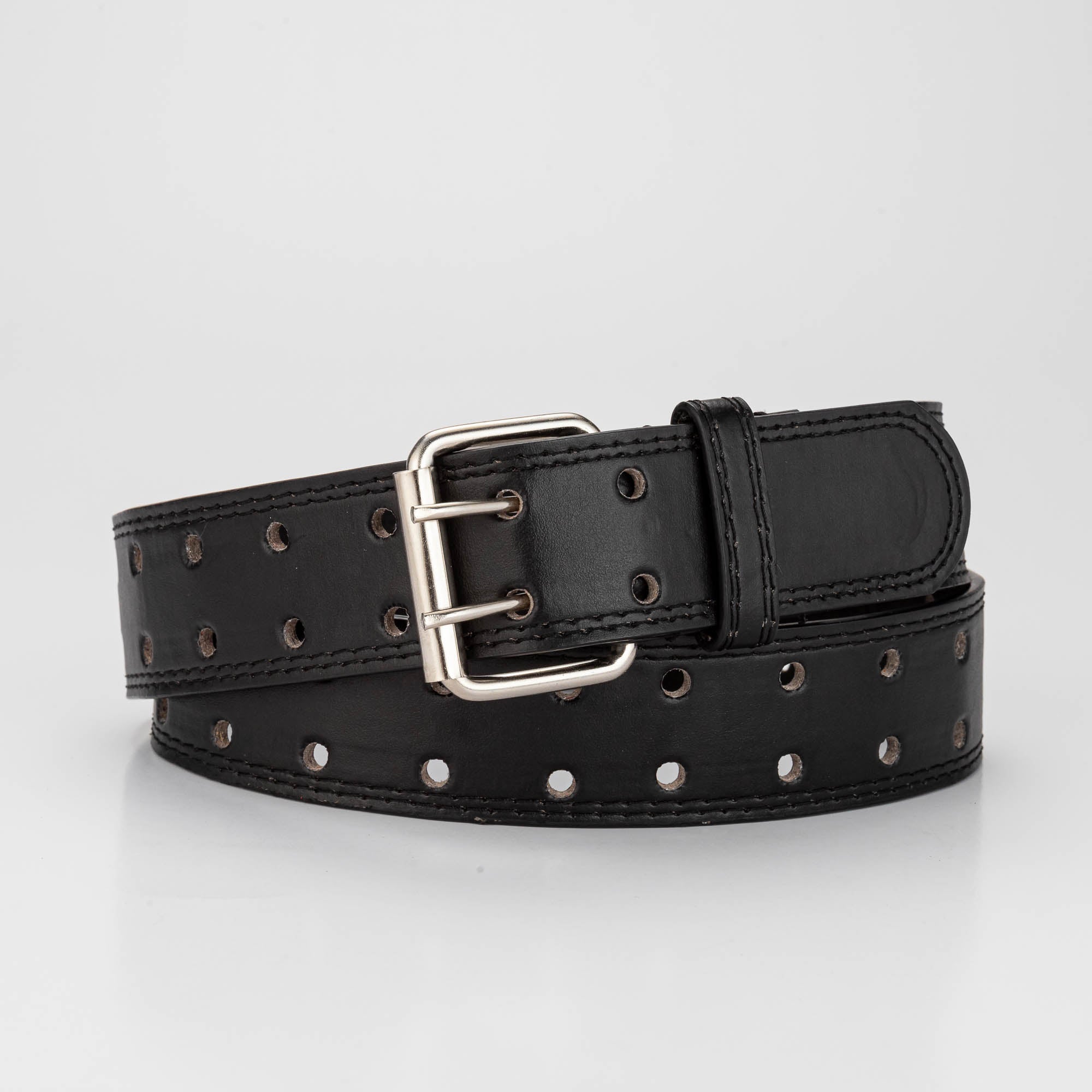 PU Leather Two Hole Adjustable Buckle Belt For Jeans Pants