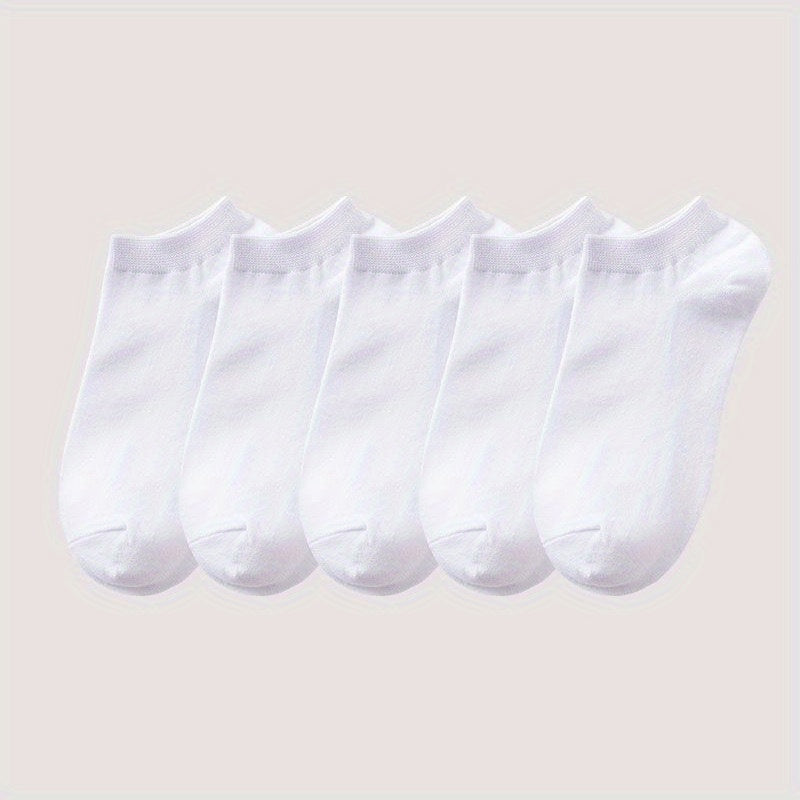 5 Pairs Breathable Low Cut Ankle Solid Socks Women's Stockings