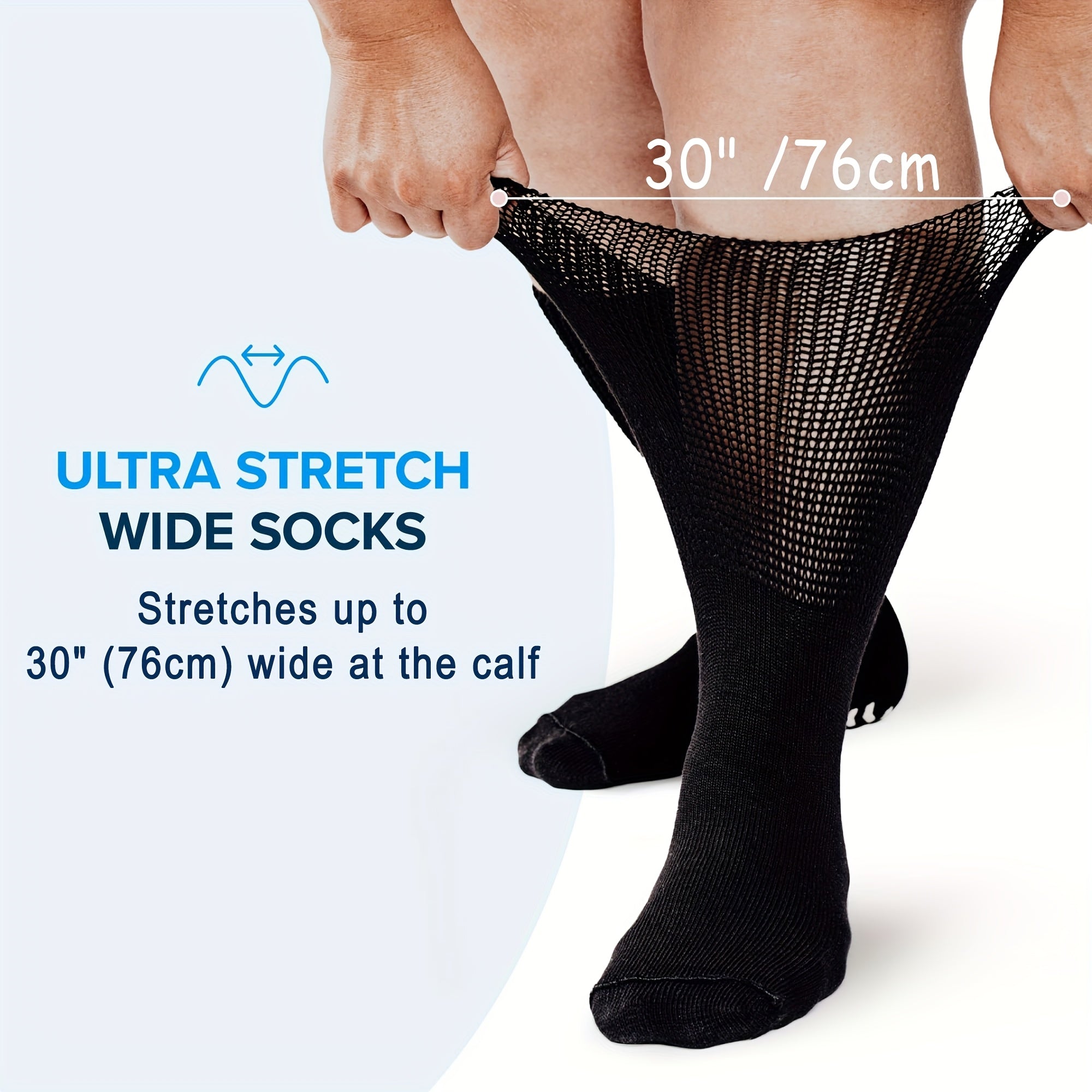 2 Pairs Wide Calf Diabetic Socks Non Slip Hospital Cover Cast Plus Size