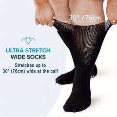 2 Pairs Wide Calf Diabetic Socks Non Slip Hospital Cover Cast Plus Size
