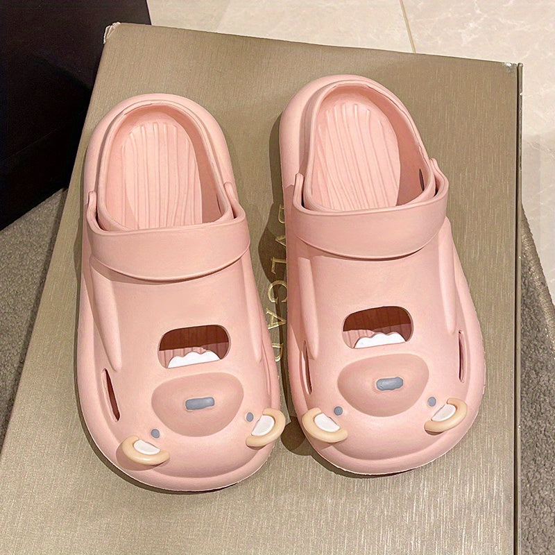 Women's Bear Clogs Slip On Beach Shoes Hollow Out Breathable Shoes