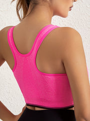 Wireless Racer Back Sports Bra Zip Up Yoga Fitness Tank Bra