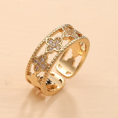 Four Leaf Clover Zircon Ring - Good Luck Charm Jewelry