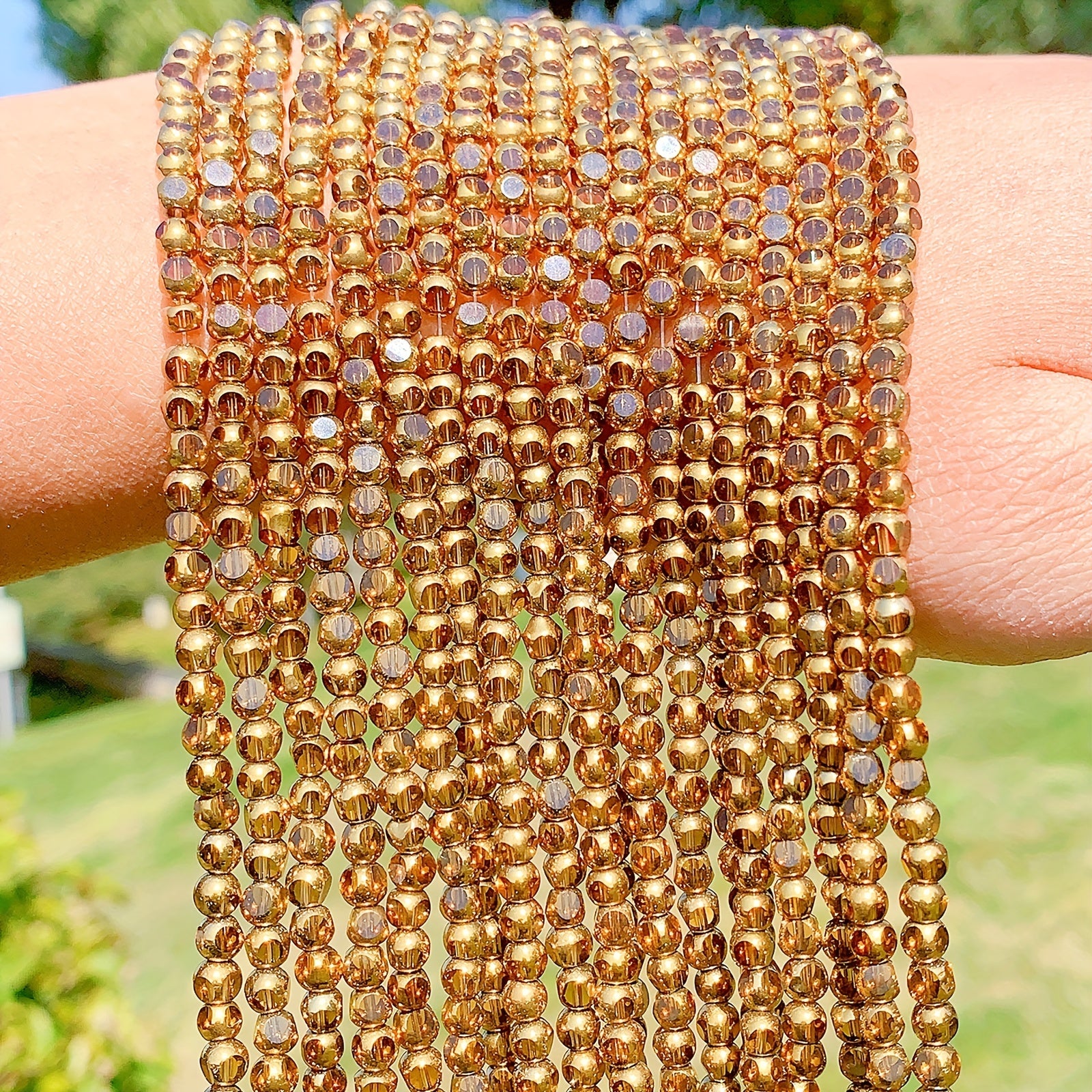 55pcs Golden Edge Faceted Crystal Glass Beads Set for Bracelet DIY