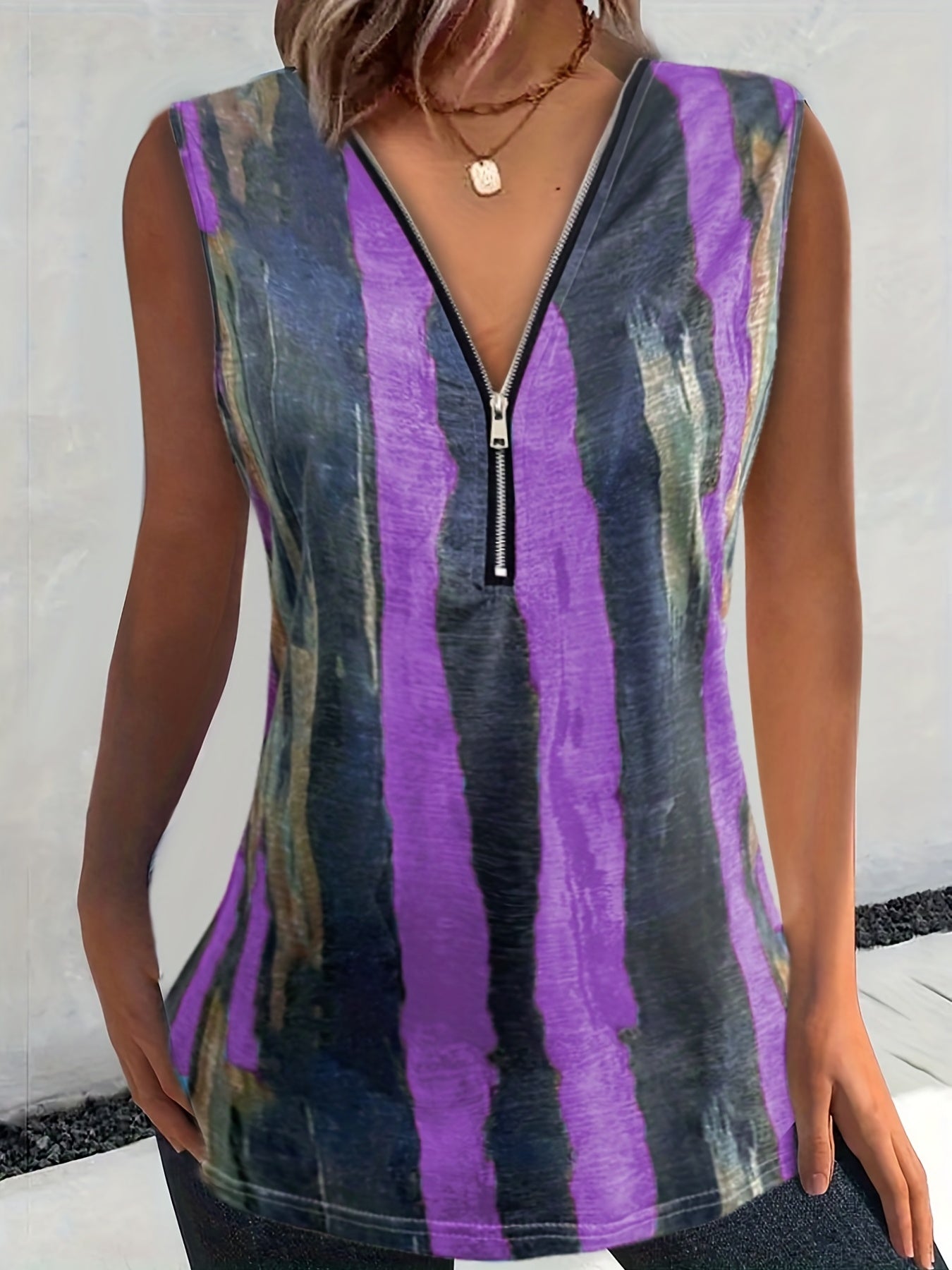 Striped Tank Top Casual Sleeveless Summer Top Women's Clothing