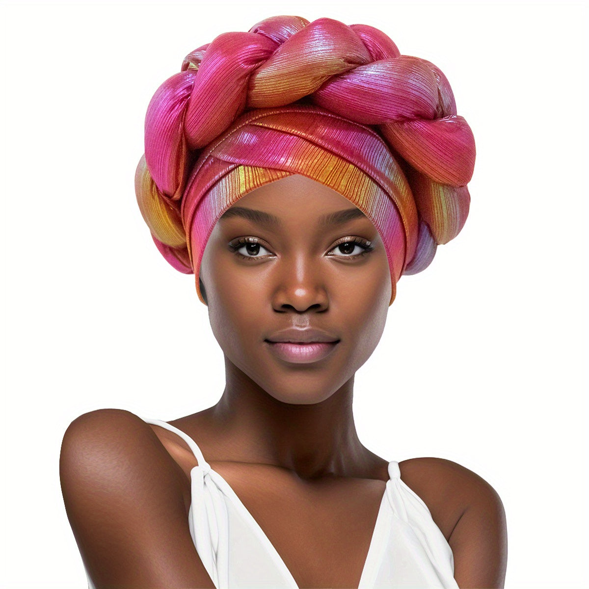 Bright Gradient Turban Cap Elastic Head Scarf