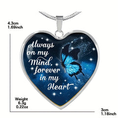 Heart Shaped Butterfly Pendant Necklace for Women