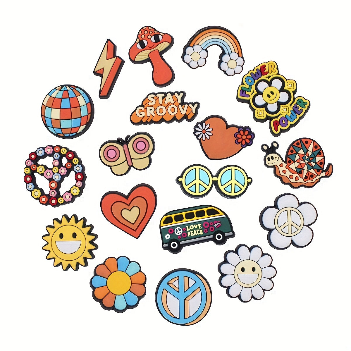 18pcs Summer Smile Collection Shoe Charms for Clogs Sandals PVC Shoe Decorations