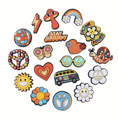 18pcs Summer Smile Collection Shoe Charms for Clogs Sandals PVC Shoe Decorations