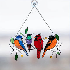 Multicolor Birds Metal Iron Art Double Sided Painted Window Bird