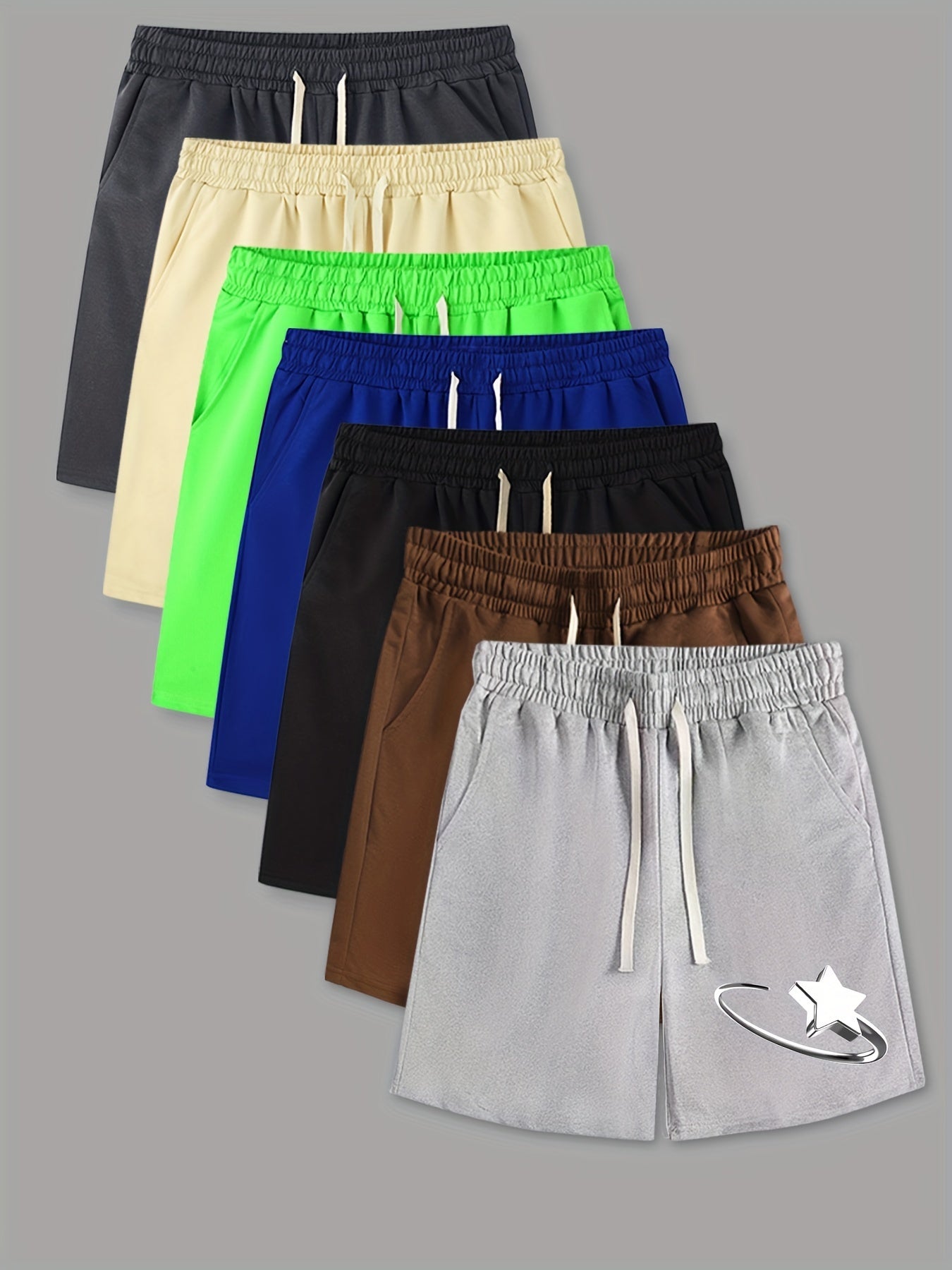 Star Pattern Comfy Shorts Men's Casual Elastic Waist Drawstring Shorts