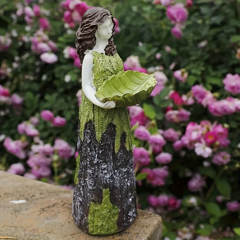 Outdoor Bird Feeder Statuary with Fairy Figurine - Bring Nature Home