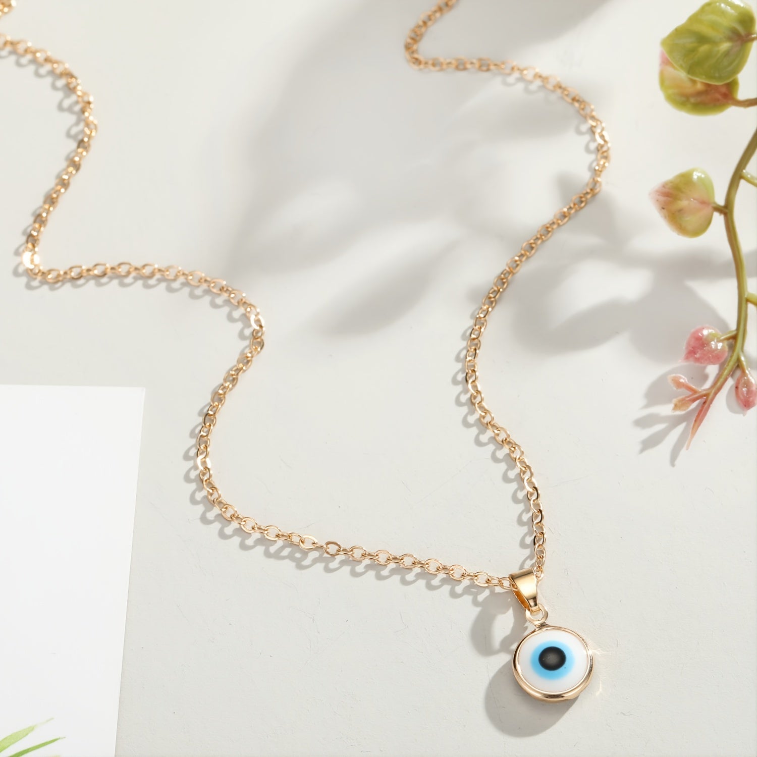 Devil's Eye Shape Pendant Necklace Adjustable Clavicle Chain