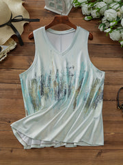 Women's Plus Graffiti Print V Neck Stretch Tank Top
