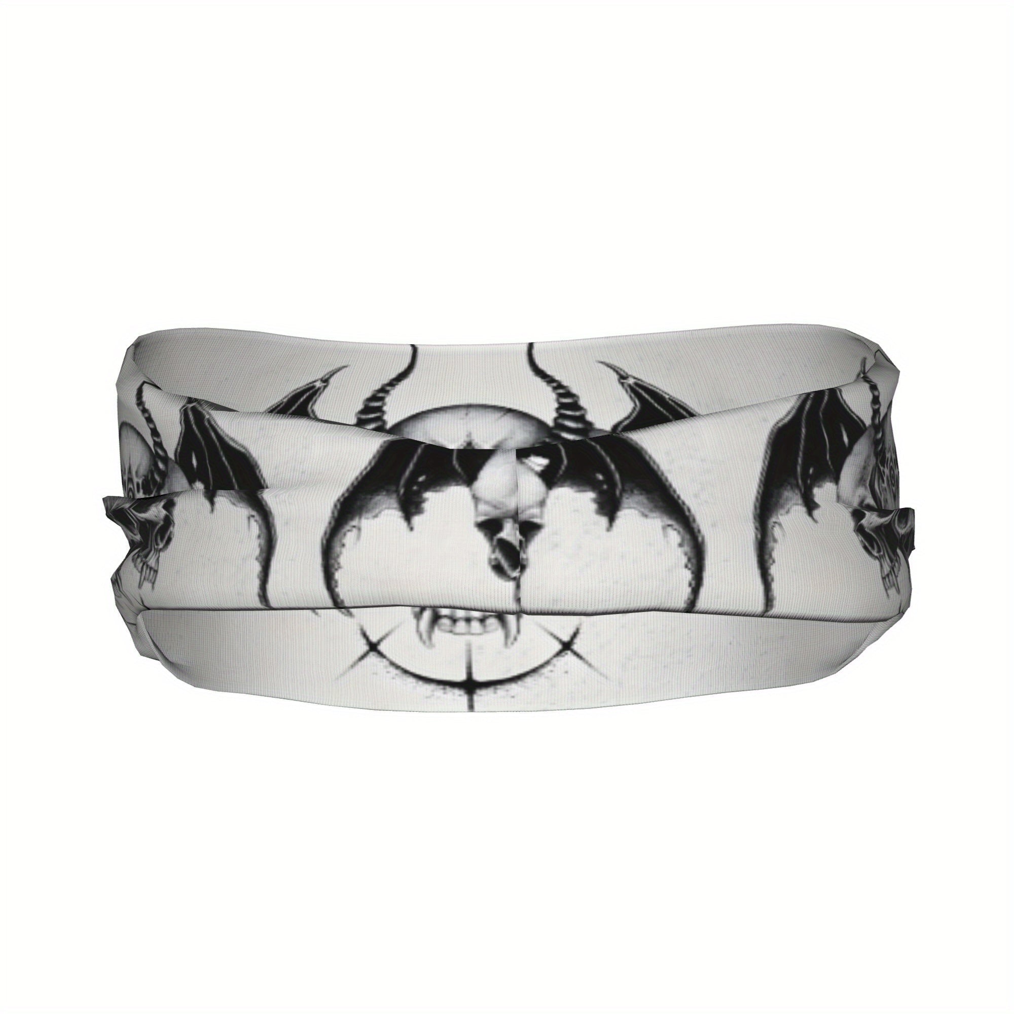 Goth Skull & Bat Headband for Yoga Gym Running Halloween Themed Accessories