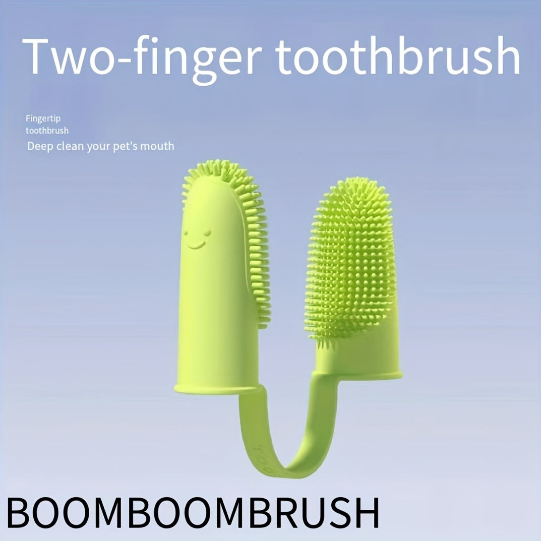Pet Toothbrush Dog Cat Double Finger Cover Teeth Cleaner Oral Cleaning Tool