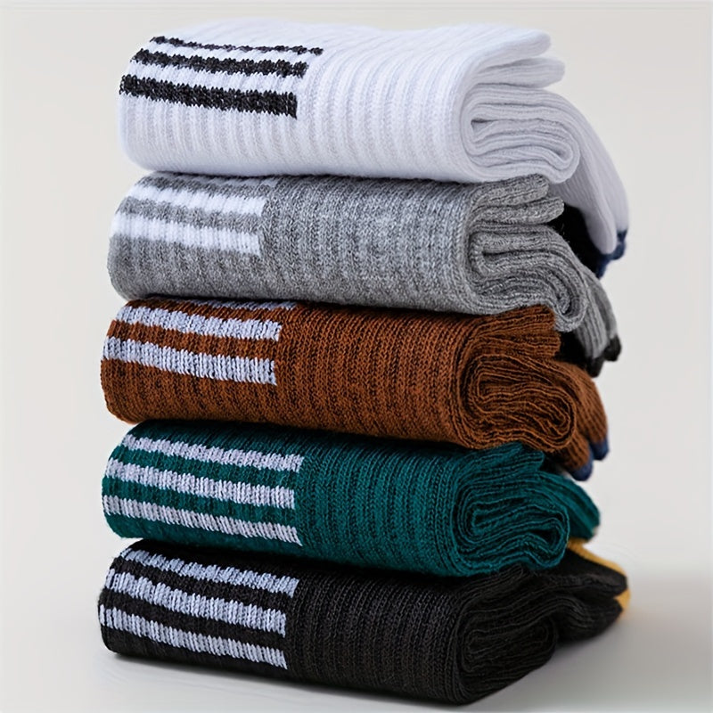 10 Pairs Striped Print Socks Women's Stockings